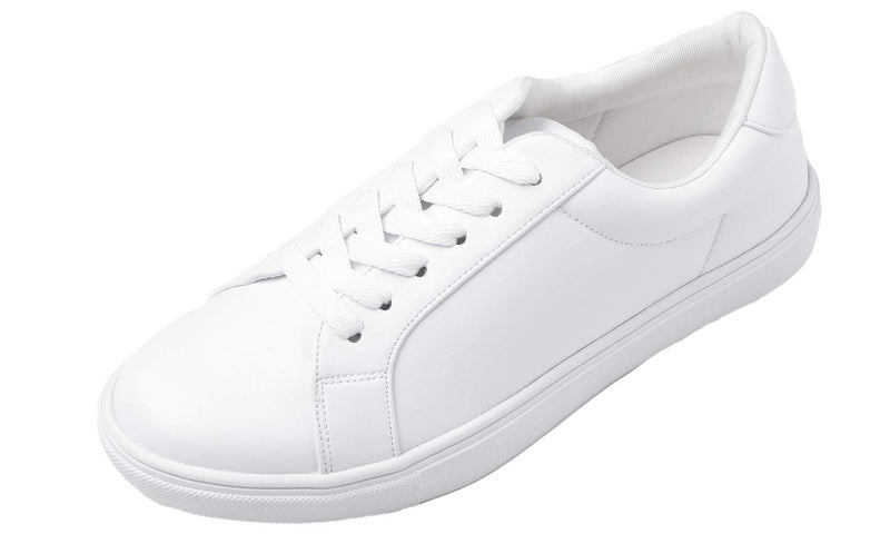 FEVERSOLE Women's Featured PU Leather Colorful Lace Up Sneaker White Size 8 M US - Image 1